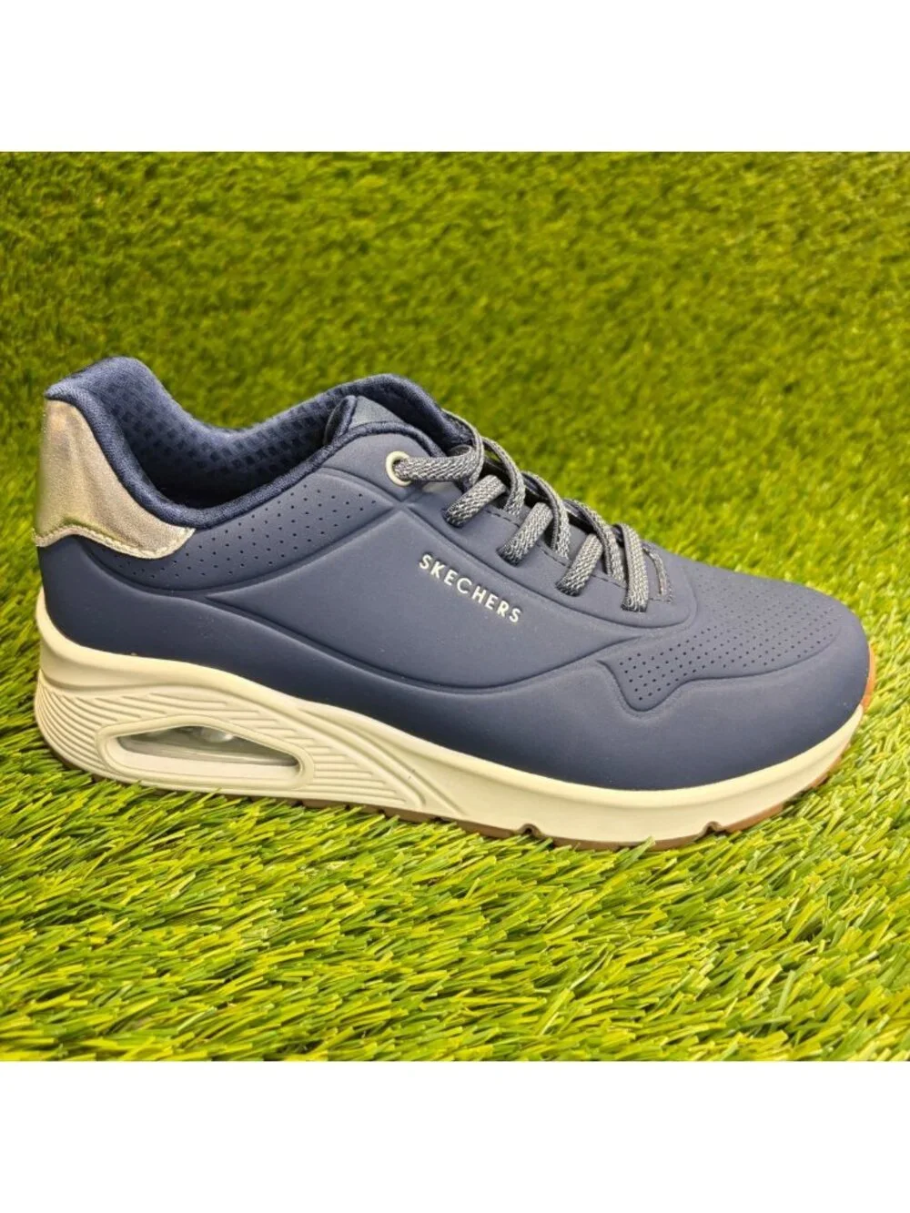 Skechers Uno Shimmer Away Womens Size 6.5 Navy Athletic Running Shoes Sneakers